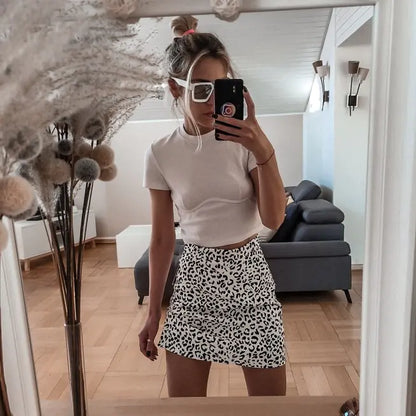 Leopard Print Slim Skirt