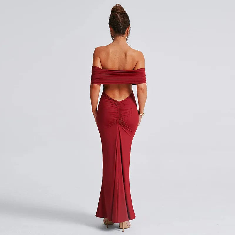 Women Backless Off-shoulder Dress