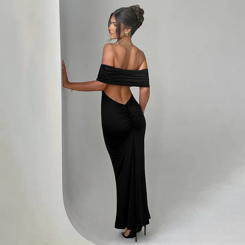 Women Backless Off-shoulder Dress