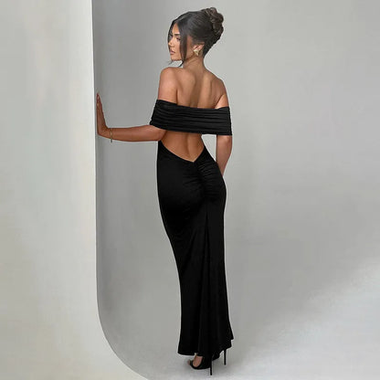 Women Backless Off-shoulder Dress