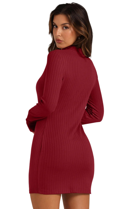 Women Mock Neck Bodycon Dress