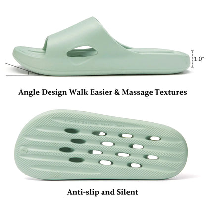 Shower Shoes With Holes Dry Quickly Bath Slippers Womens Non Slip Indoor Home Bedroom Pool Spa Guest College Dorm A-green 9-10 Wide Women