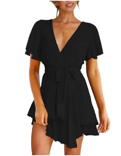 Women Summer V-Neck Ruffle