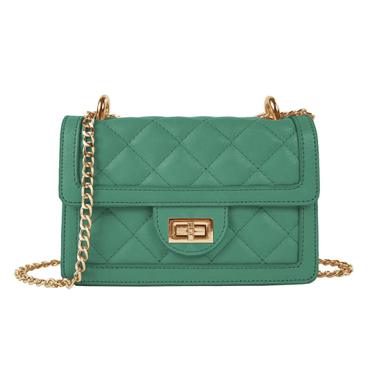 SG SUGU Small Quilted Crossbody Bag, Trendy Designer Mini Shoulder Bag, Phone Wallet Purse for Women Kelly Green