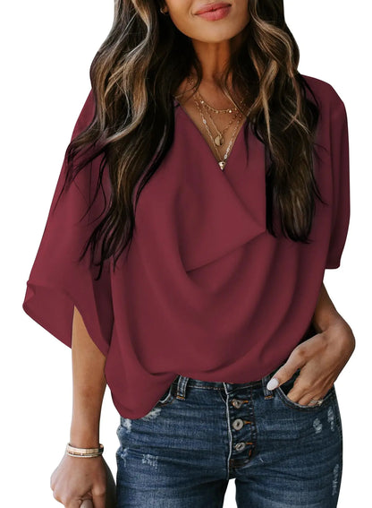 Women Short Sleeve Chiffon Shirt