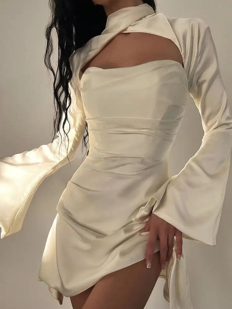 Women White Satin Dress