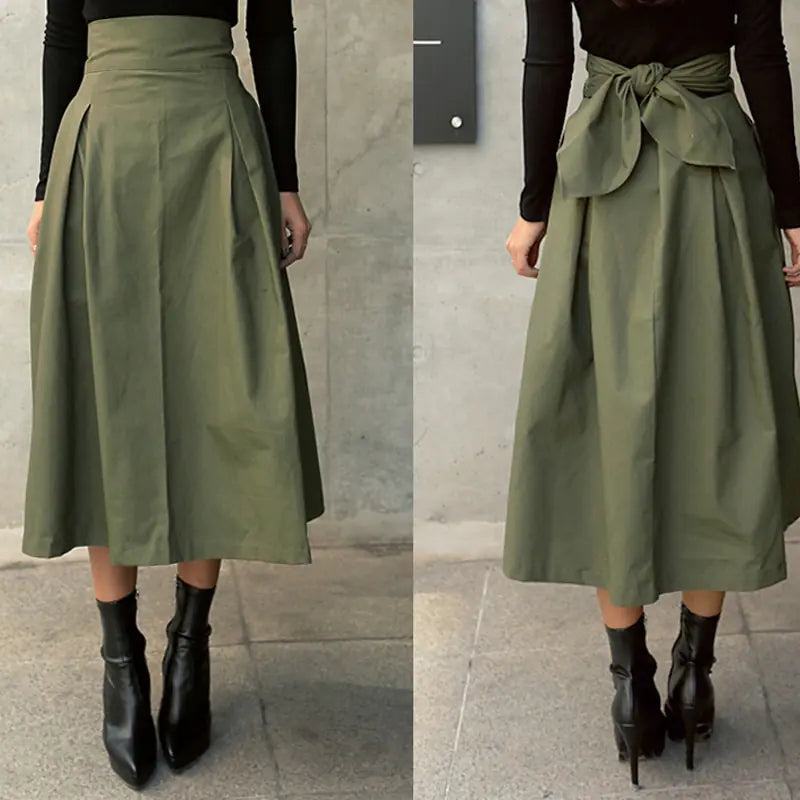 Women Long Solid Color Skirt