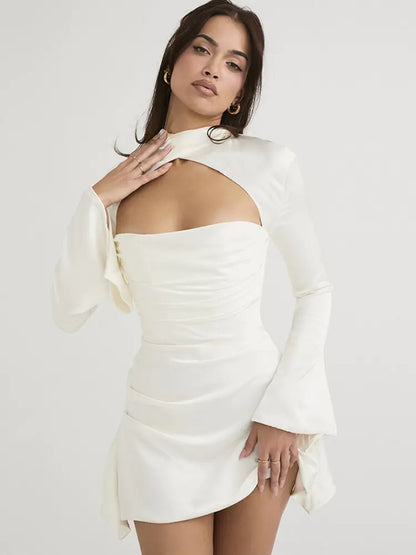 Women White Satin Dress