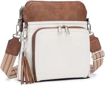 Crossbody Purse for Women,Lightweight Medium Crossbody Bag Soft Leather Women's Shoulder Handbags with Tassel Taupe