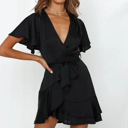 Women Summer V-Neck Ruffle