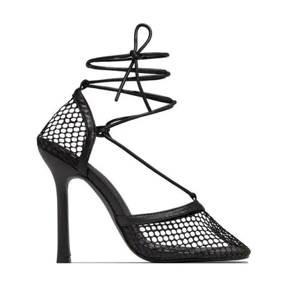 Netted Tie Up Heels