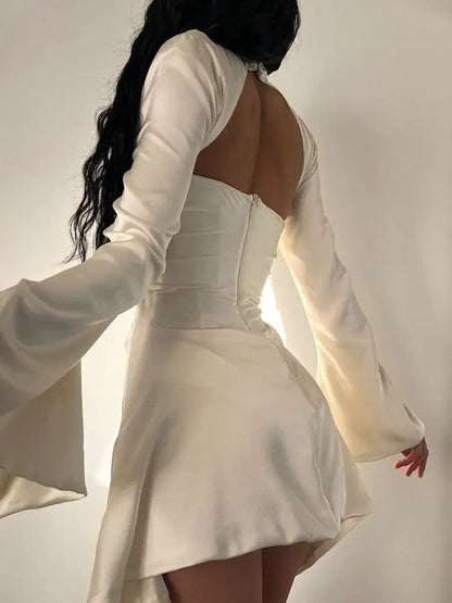 Women White Satin Dress