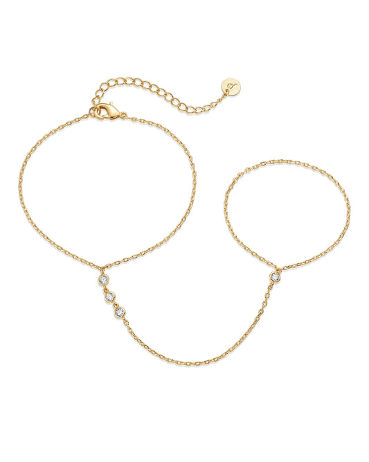 14K Yellow Gold Plated Hand Chains Bracelet for Women