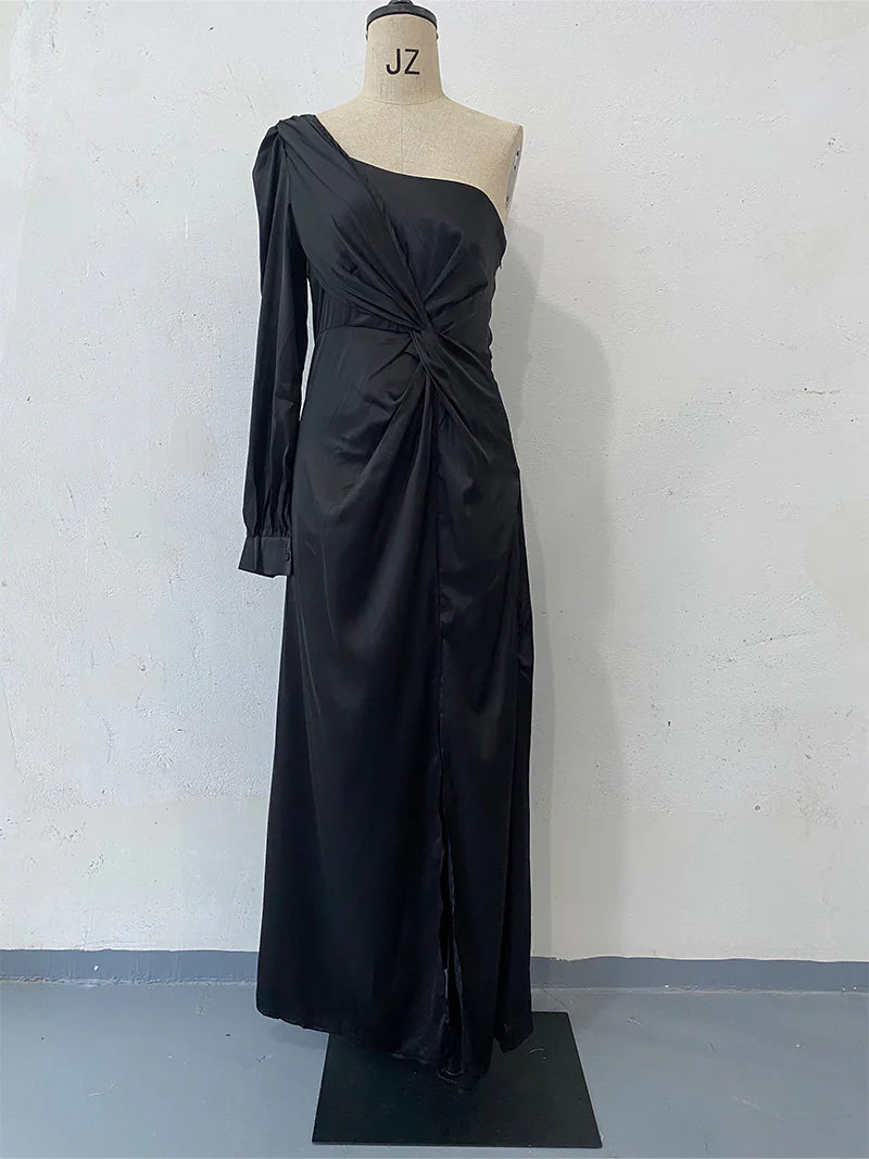 Women Slim-Fit Waist-Tied Long Dress