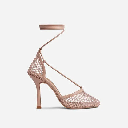 Netted Tie Up Heels