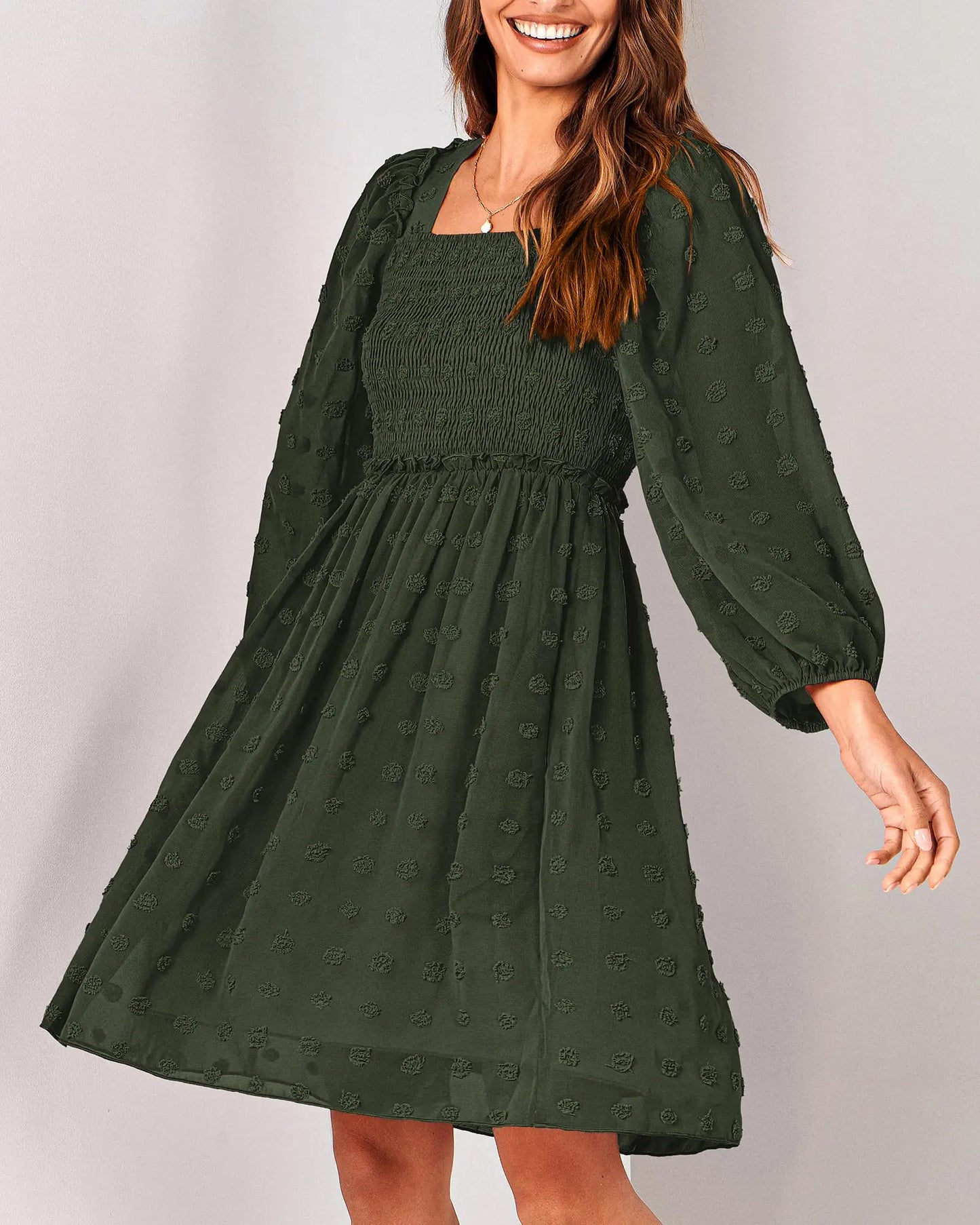 Women Square Neck Smock Dress