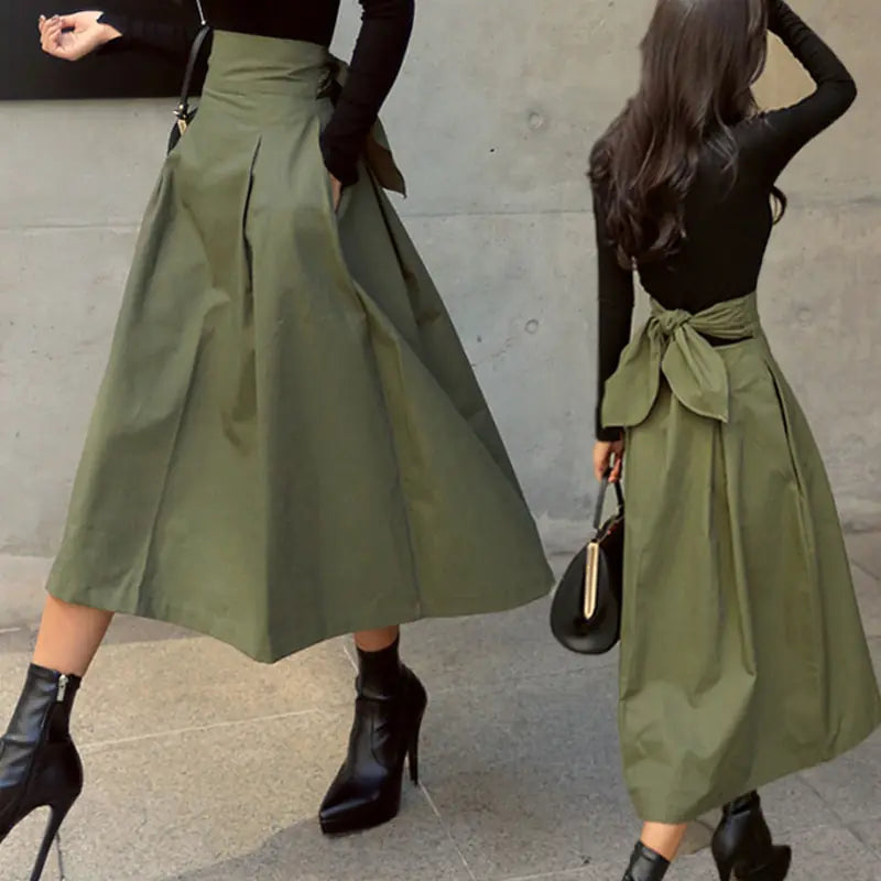 Women Long Solid Color Skirt