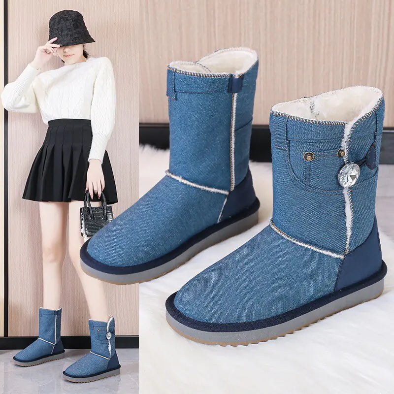 Women Denim Snow Boots