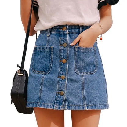 High Waist A-Line Denim Skirt