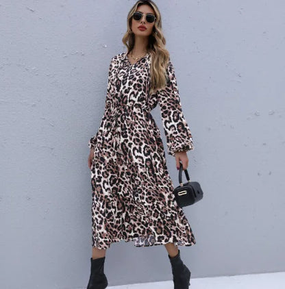 Women Leopard Maxi Dress