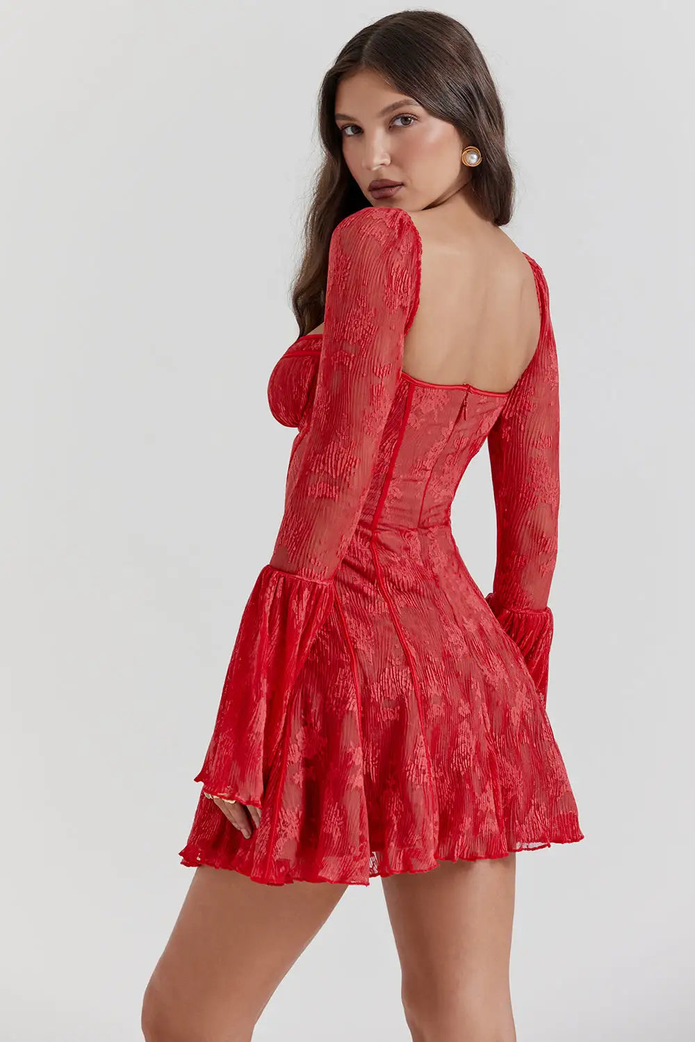 Women Lace Square Collar Dress