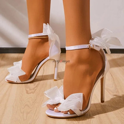 Silk Bow Stiletto High Heels