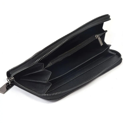 Long Embossed Zipper Purse