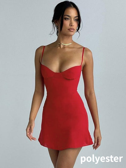 Red Sleeveless A-line Mini Dress