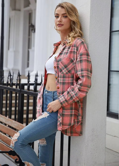 Women Buffalo Plaid Flannel Shirt