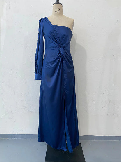 Women Slim-Fit Waist-Tied Long Dress